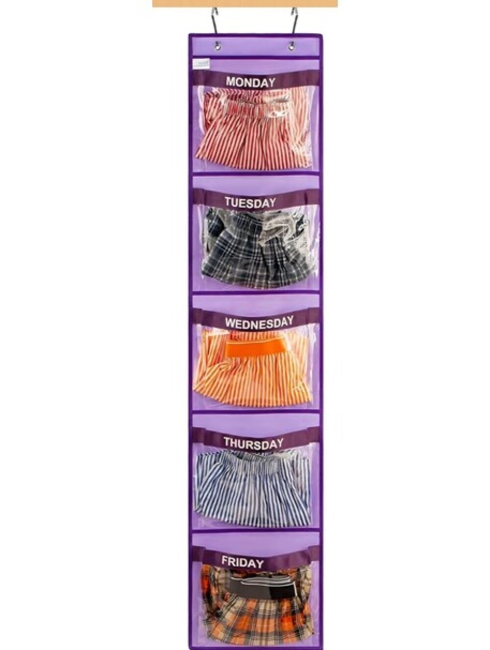 ANIZER Day of Week Kids Clothes Organizer Weekly Hanging Closet PURPLE